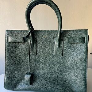 Saint Laurent Sac de Jour Forest Green Tote Bag